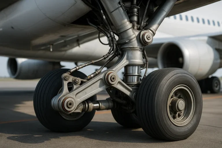Landing gear system supported by aerospace rod ends