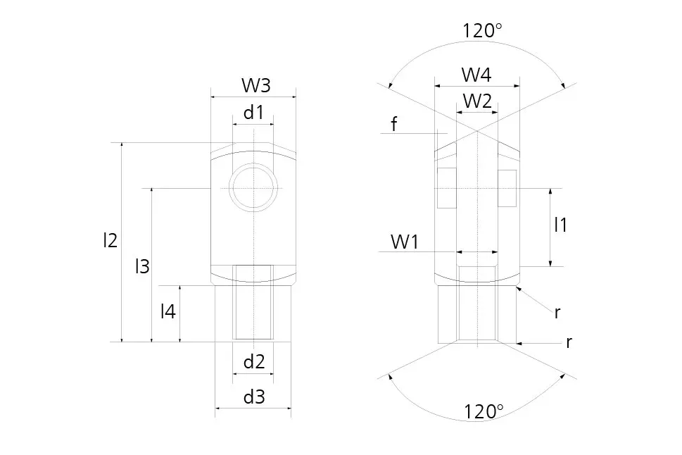 G series metric clevis technical drawing