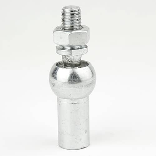 Chrome-plated ball joint stud with threaded top and hex nut
