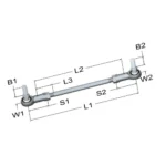 lcr-039-linkage-connecting-rod-35-00-in-3-8-24-rh-lh-thread-3-8-24-rod-end-stud-threads-nylon-race